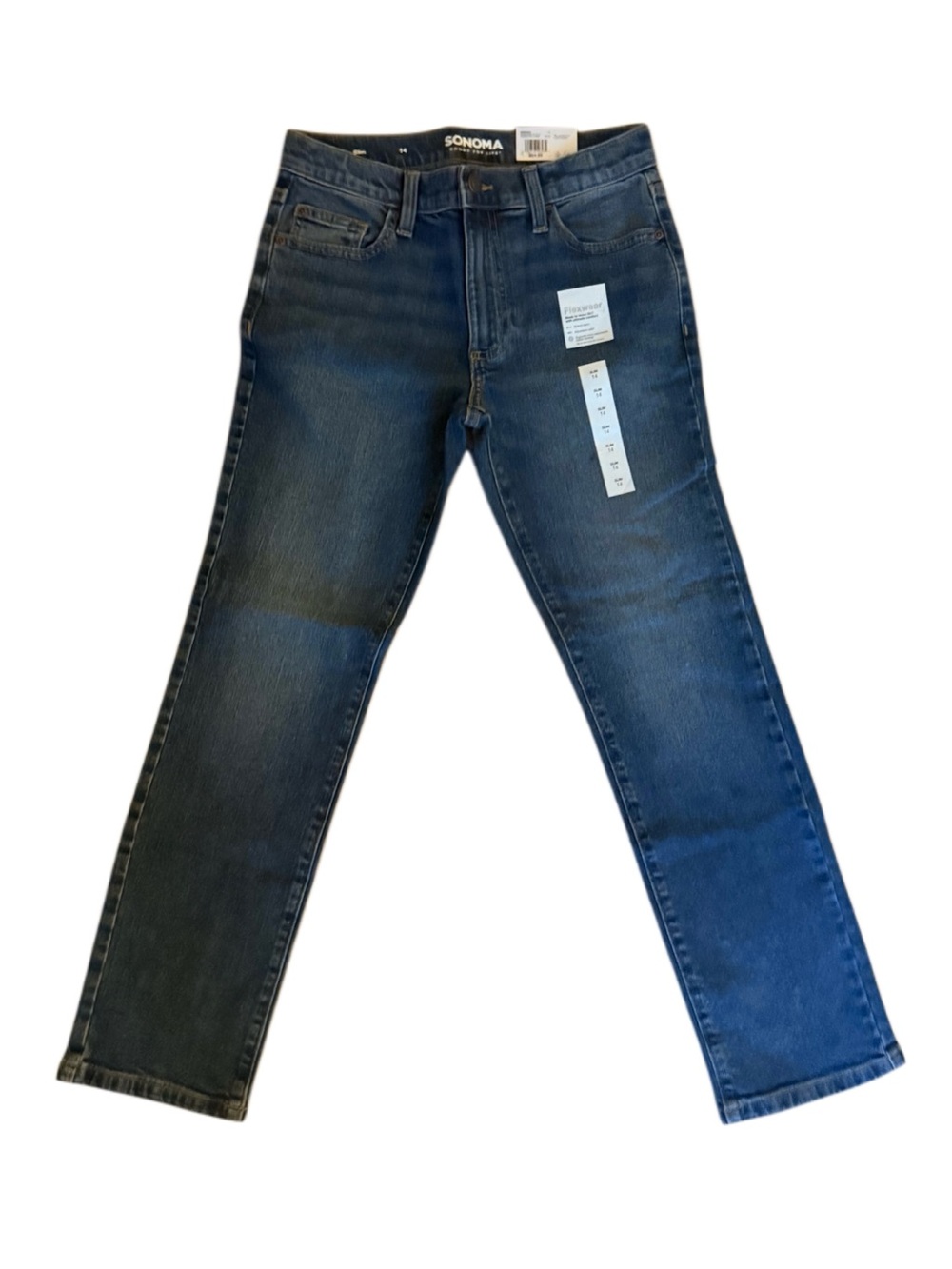 NWT Sonoma Boys Flexwear Straight Jeans Size 14 Slim Adjustable Waist